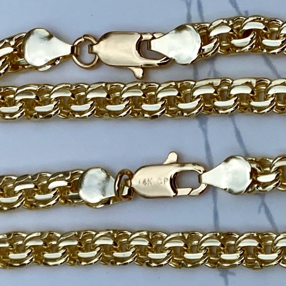 BISMARK Yellow Gold plated 14k Chain Necklaces  24” With crystal cross - Picture 17 of 17